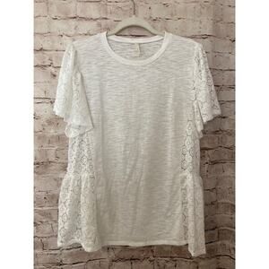 E.C. Shirt Women's Small White Peasant Prairie Lace Trimmed Coquette Cotton
